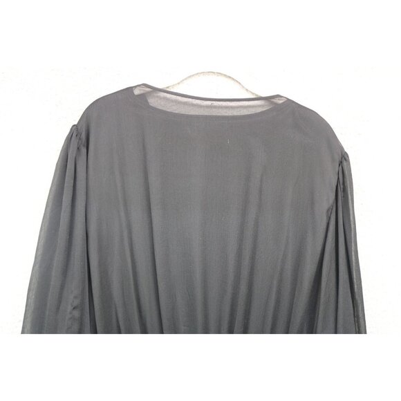 American Glamour by Badgley Mischka Black Sheer Chiffon Tunic-2X-Beaded-Lined - Picture 12 of 12